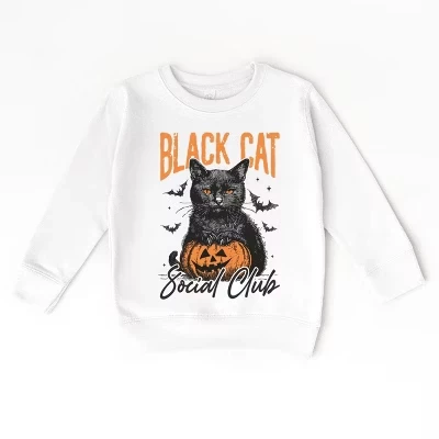Black Cat Social Club Pumpkin - Толстовка с рисунком для малышей и молодежная толстовка с рисунком белого цвета