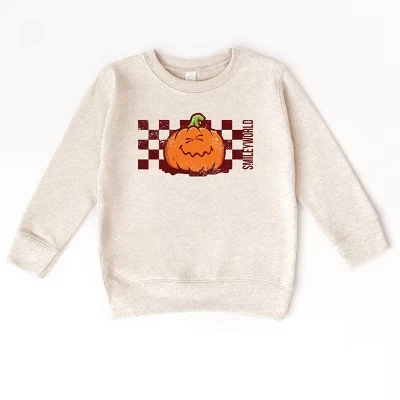 Свитшот для малышей в клетку с тыквенным лицом SmileyWorld натуральный