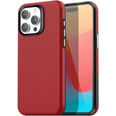 Чехол, совместимый с iPhone 16 Pro - Противоскользящий прочный противоударный чехол красного цвета