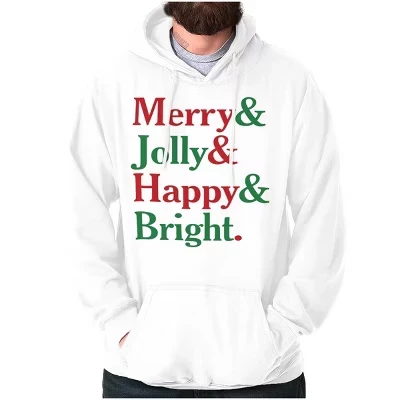 Рождественская веселая толстовка с капюшоном Jolly Happy Яркая толстовка с капюшоном Женская мужская белая