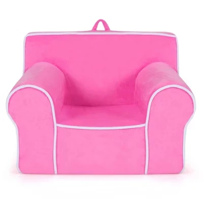 Kids Sofa Toddler Foam Filled Armchair w/ Velvet Fabric Baby Perfect Gift Pink\Blue pink