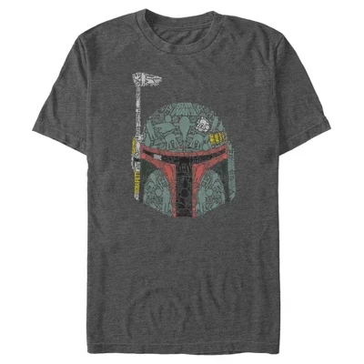 Мужская футболка Star Wars Boba Fett силуэт шлема, антрацитовый меланж