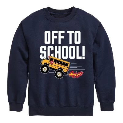 Флисовая толстовка Off To School Bus с рисунком и длинным рукавом синего цвета