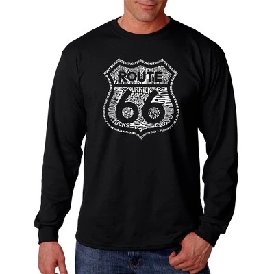 Мужская футболка с длинным рукавом Word Art - Получите удовольствие от Route 66 black