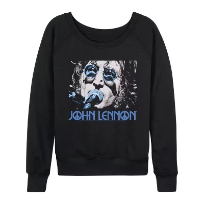 Women's -  - Jl Close Up Lightweight French Terry Wide Neck Long Sleeve Graphic Shirt black