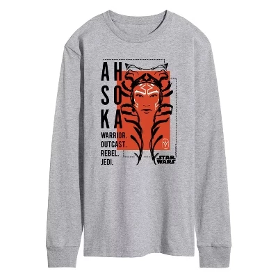 Мужская футболка Ahsoka Collage с длинным рукавом и графическим рисунком athletic heather