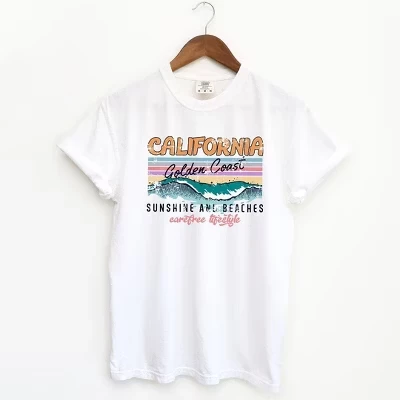 Женская футболка California Golden Coast с коротким рукавом, окрашенная в белый цвет