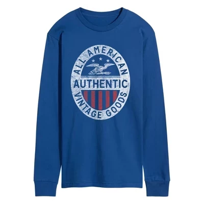 Мужская футболка All American Vintage Goods с длинным рукавом и рисунком, синяя