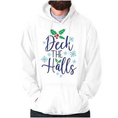 Рождественская колода The Halls Снежинки Толстовка с капюшоном Толстовка Женская мужская белая