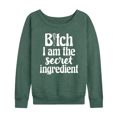 Женская - - B|tch I am the Secret Ingredient Легкая французская махровая рубашка с широким вырезом и длинным рукавом с графическим рисунком heather juniper