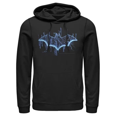 Мужская толстовка с капюшоном с цифровым крылом и логотипом Batman, черная