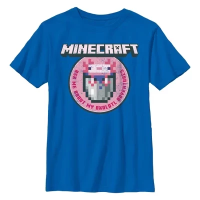 Футболка для мальчиков Minecraft «Аксолотль», синяя