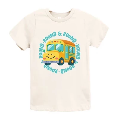 Молодежная футболка с коротким рукавом SmileyWorld Round & Round Bus кремового цвета