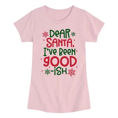 Милая футболка с рисунком Dear Santa Goodish, приталенная, с коротким рукавом