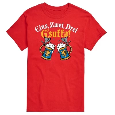 Мужская футболка Eins Zwei Drei Gsuffa Oktoberfest с коротким рукавом и рисунком, красная