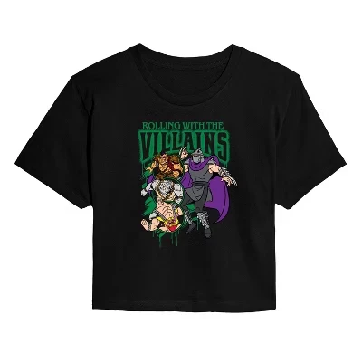 Женская укороченная футболка с графическим принтом Villains Bootleg черного цвета