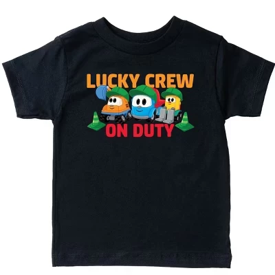 Leo the Truck Lucky Crew на дежурстве - Футболка для малышей с коротким рукавом и рисунком, черная
