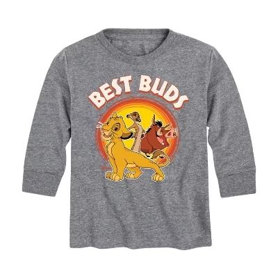 Футболка с длинными рукавами и графическим рисунком Simba, Pumbaaa и Timon Best Buds athletic heather