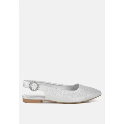 Сандалии на плоской подошве Giora Glitter Slingback серебристого цвета