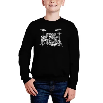 Толстовка с круглым вырезом Drums - Boy's Word Art, цвет черный