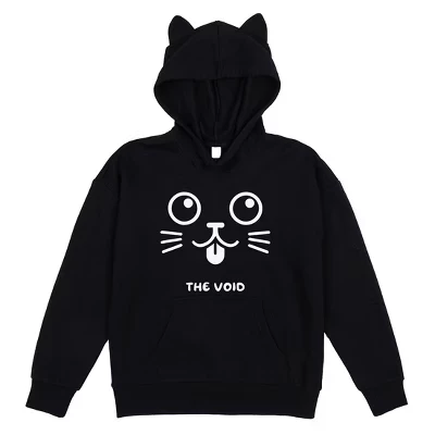 Черная толстовка для косплея с длинным рукавом для молодой девушки The Void Big Cat Face с 3D-капюшоном черного цвета