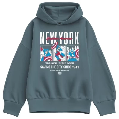 Женская толстовка с капюшоном из овечьей шерсти New York Panels Оверсайз