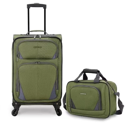 Расширяемый багаж U.S. Traveler Forza Softside с вращающимся колесом, сумка-тоут - набор для ручной клади из 2 предметов (23/14) зеленый
