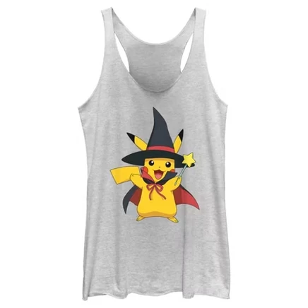 Женская майка с Пикачу на Хэллоуин Magic Wand Racerback из белого вереска