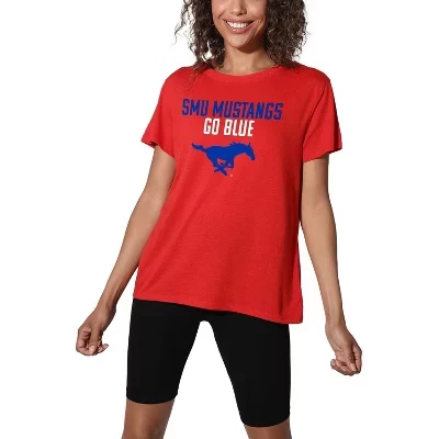 Women's Southern Methodist University Stacked Loose T-Shirt red