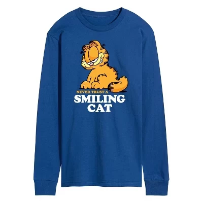 Мужской лонгслив Garfield Never Trust Smiling Cat, синий