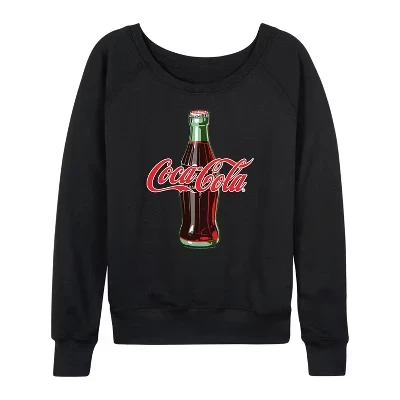 Женская футболка с логотипом Coca-cola на бутылке кока-колы, легкая махровая рубашка с широким вырезом и длинным рукавом, черная