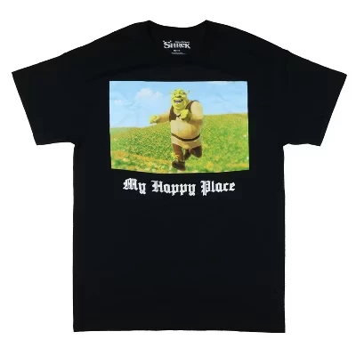 Футболка Dreamworks Shrek Мужская This Is My Happy Place с коротким рукавом Черная черный