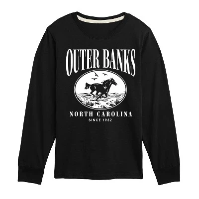 Футболка с длинным рукавом Outer Banks Running Horse с графическим рисунком черного цвета