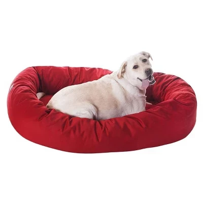 Лежак для собак Majestic Pet Bagel с бортиком, красный