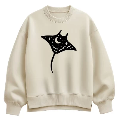 Женская толстовка Night Sky Stingray Oversize из флиса Crew Cream кремового цвета