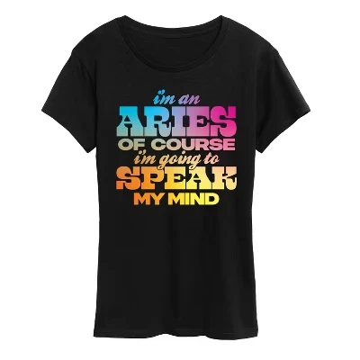 Женская футболка Instant Message с принтом Aries, черная