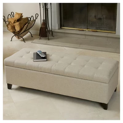 Mission Storage Ottoman - beige