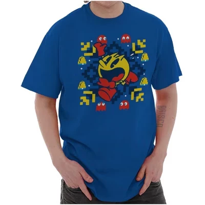 Унисекс футболка Pac-Man с принтом, королевский синий