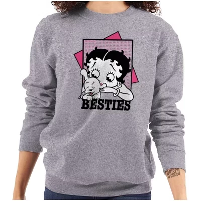 Женская толстовка с круглым вырезом Betty Boop Pudgy Besties для любителей собак, лицензированная