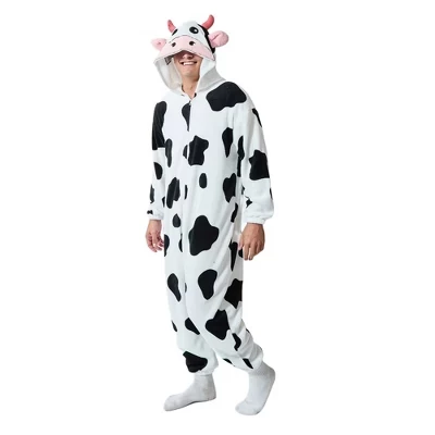 Корова Взрослый костюм Кигуруми Onesie с капюшоном Union Suit cow