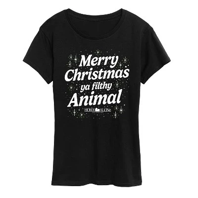 Женская футболка с коротким рукавом и рисунком грязного животного Merry Christmas, черная