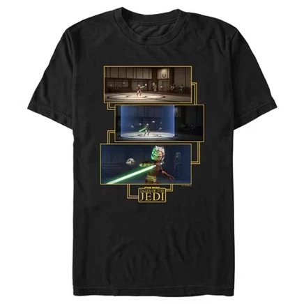 Мужская футболка : Tales of the Jedi со сценами Асоки Тано и светового меча, черная