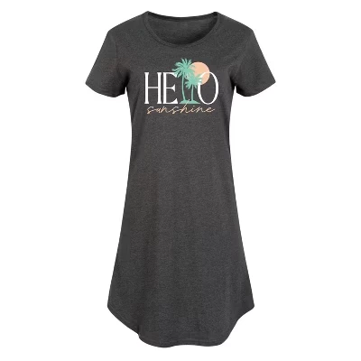 Женское платье-футболка Hello Sunshine Palms с графическим рисунком heather charcoal