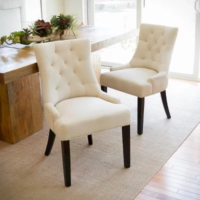 Set of 2 Hayden Tufted Dining Chairs - beige