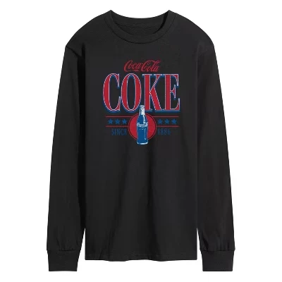 Мужская футболка Coca-Collegiate Design 90-х годов с длинным рукавом и графическим принтом, черная