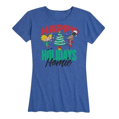 Женская футболка Holiday Homies с коротким рукавом и рисунком, синяя
