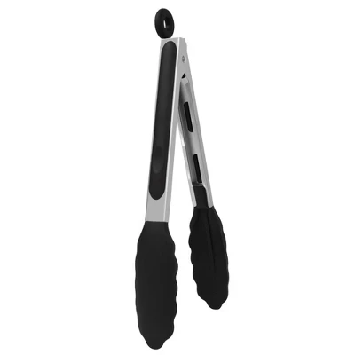 Кухонные щипцы Unique Bargains с силиконовыми наконечниками, черные