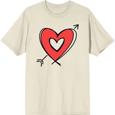 Футболка для взрослых с коротким рукавом и круглым вырезом V Day Arrow Heart натуральная