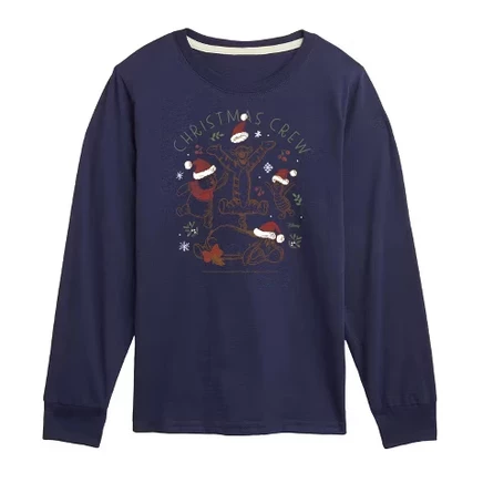 Детская футболка Winnie the Pooh Christmas Crew с длинным рукавом, синяя
