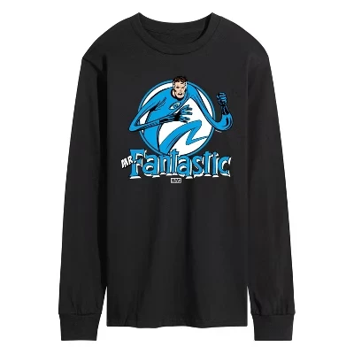 Мужская футболка Fantastic Four Mr Fantastic Circle с длинным рукавом и графическим рисунком, черная